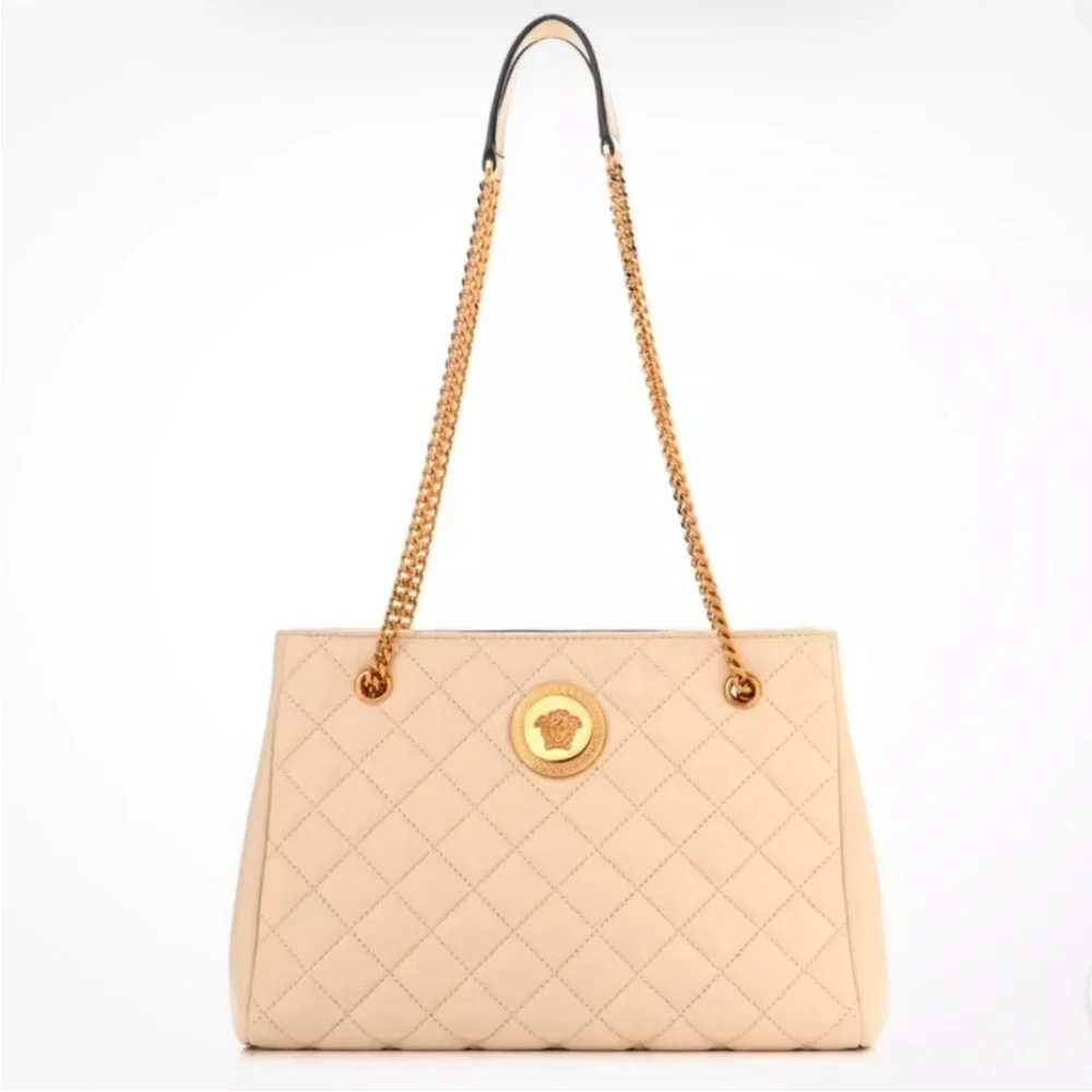 Versace Medusa Lambskin Quilted Tote with Gold Chain - Picture 7 of 12